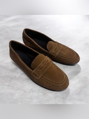 Zara Women’s Brown Suede Penny Loafers Size 9